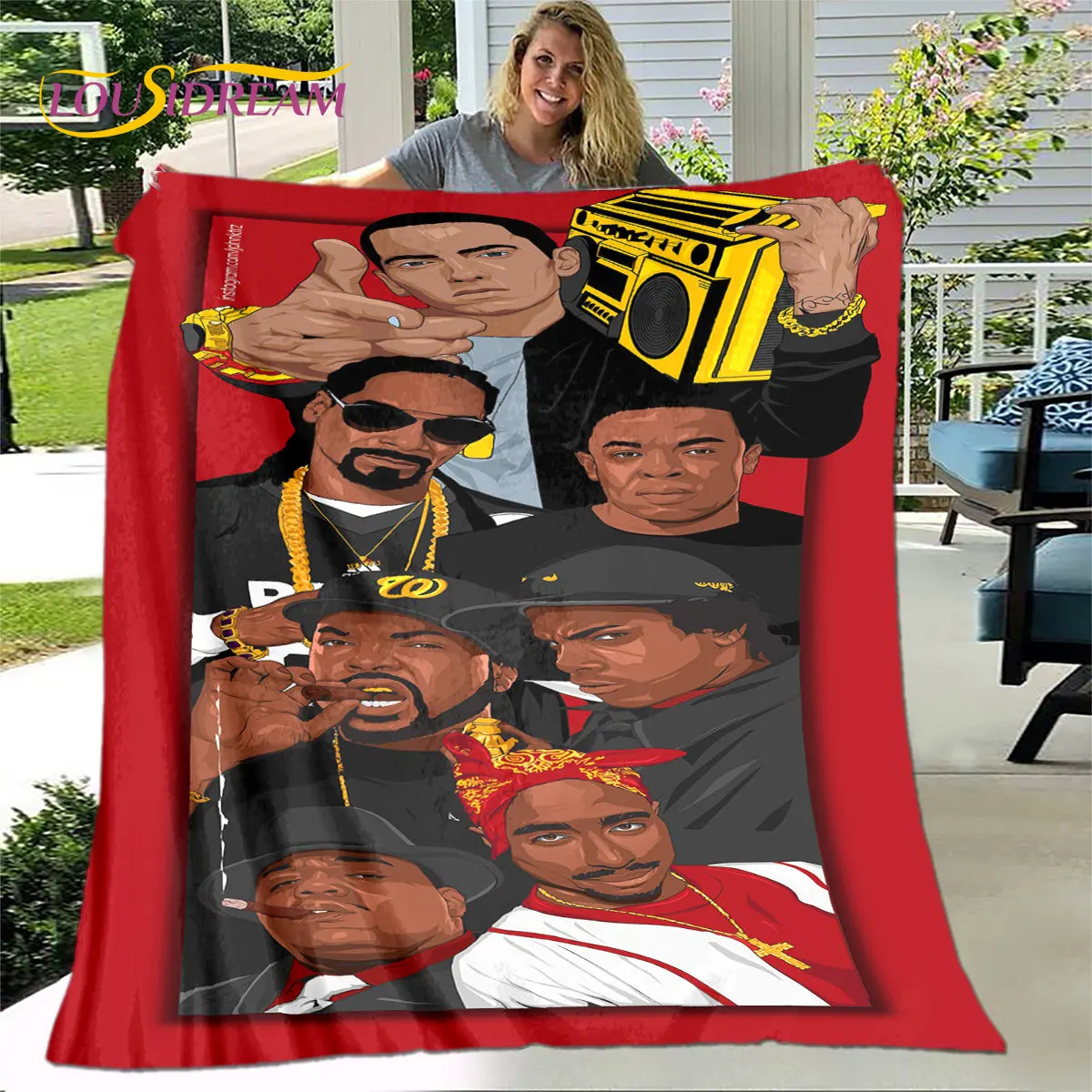 Hip Hop Art Rapper Legend Star Miękki pluszowy koc, flanelowy koc do salonu Sypialnia Łóżko Sofa Piknik Pokrowiec