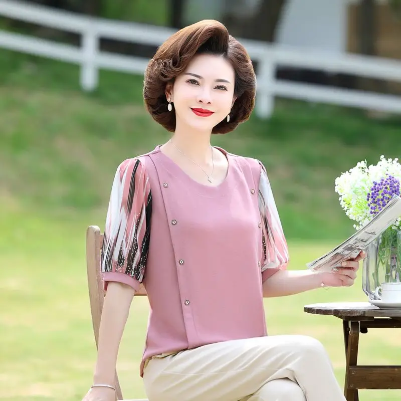 Temperamentowa koszula dla mamy z rękawami w nowym, cienkim stylu