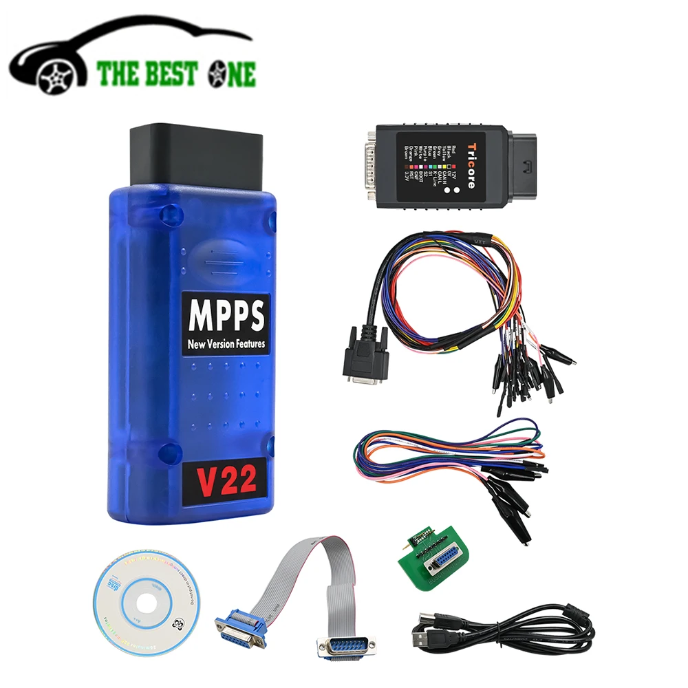 Best V22 MPPS V22.2.3.5 ECU Chip Tuning Tool Full Adapters With Breakout Tricore Cable ECU Flasher Better than MPPS V21 V18