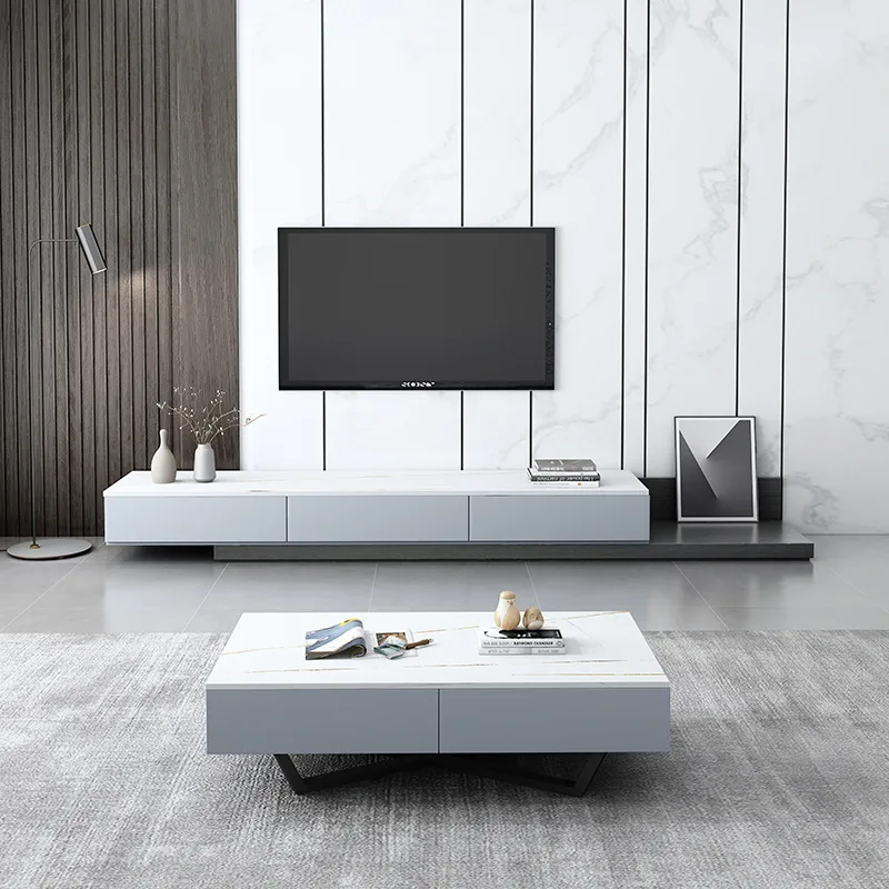 Light luxury living room coffee table TV cabinet rock panel coffee table TV cabinet simple coffee table TV cabinet combination