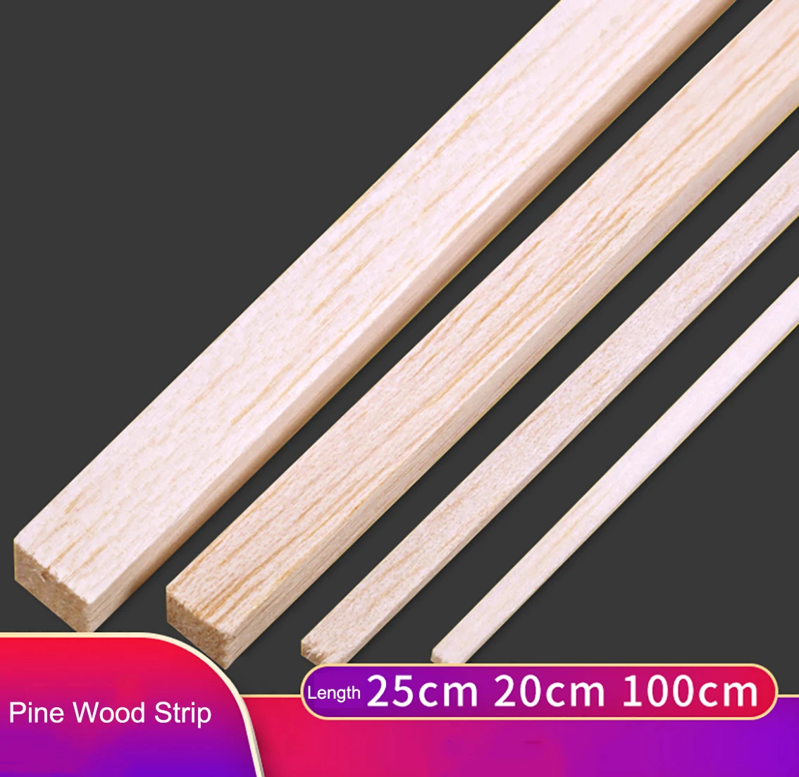 5Pcs 3*3mm-10*10mm Square Pine Wood Strip Solid Pine Rods Length 200mm 250mm DIY Model Material Crafts Decoration Making Parts