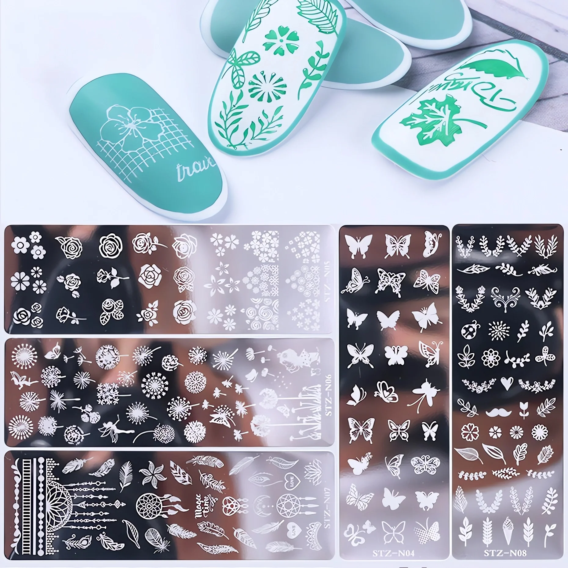 Animal Floral Line Nail Stamping Plates Butterfly Flower Leaf Nail Art Templates for Professional Manicure for Nail Art Design