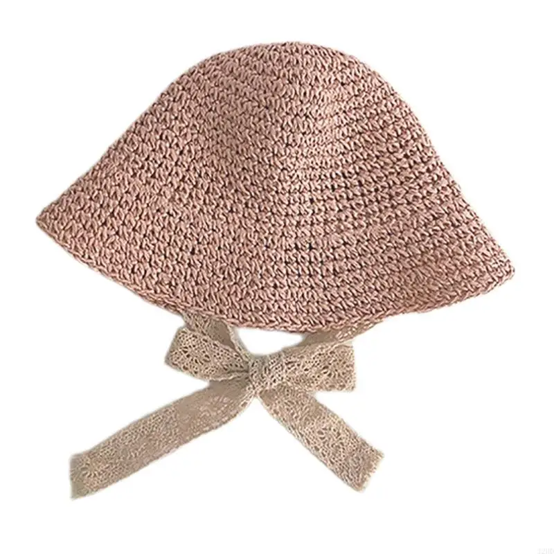 J2HD Baby Hat Girls Spring Summer Sunhat Sun Sun Ochrony czapki Słomiane Basen Składany kapelusz rybakowy do szkoły i codzienne