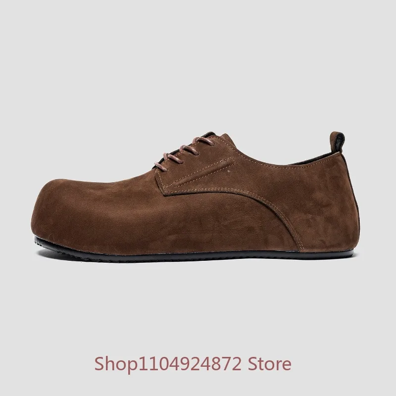 

Handmade Genuine Leather Derby Casual Shoes Men's Comfortable Flat Wear-resistant Lace Up Outdoor Work Leather Shoes Male Youth