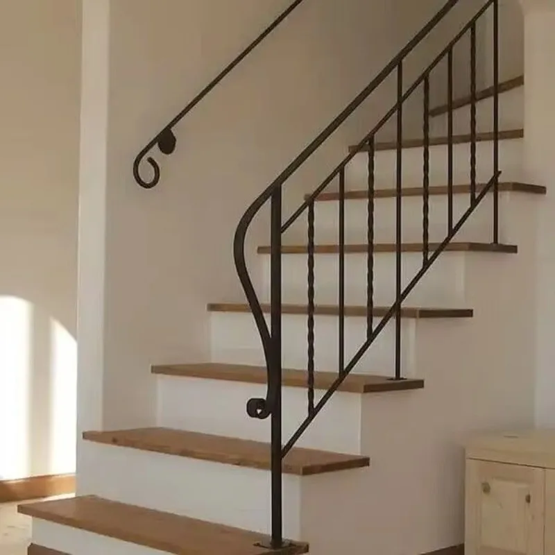 Wrought iron stair handrail indoor stair railing is used for home interior decoration