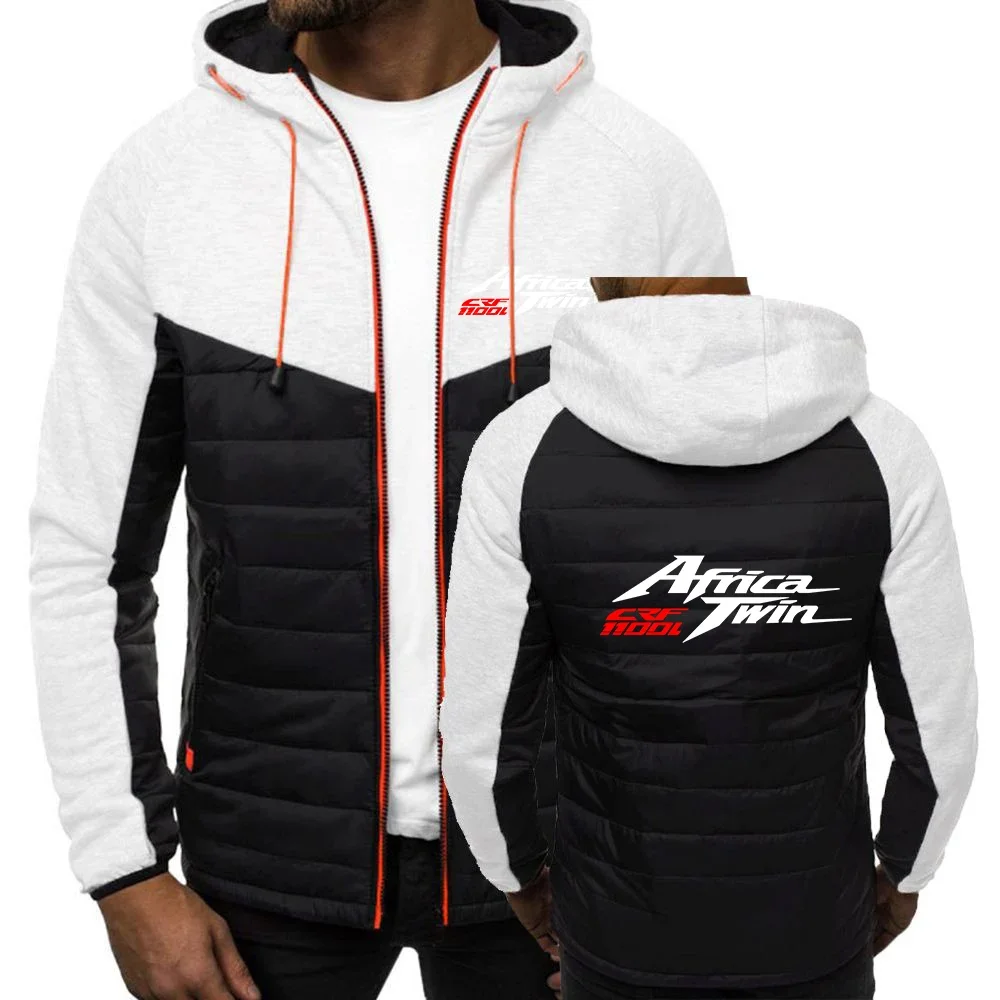 2024 Africa Twin Crf 1000 L Crf1000 Logo Print Splicing Cotton Jacket Spring Autumn Men's Fashion High Quality Warm Zip Outwear