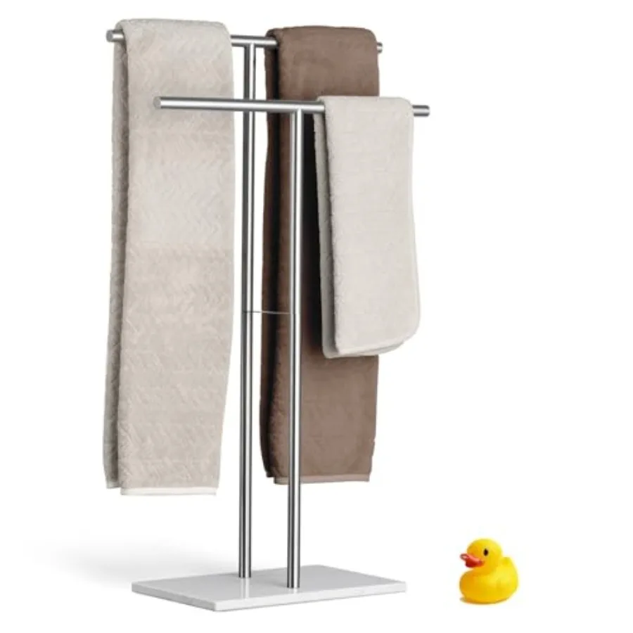 

Freestanding Towel Stand for Bedroom Bathroom Heavy-Duty Steel Towel Drying Rack in Matte Black, Stylish Modern Design with Stu