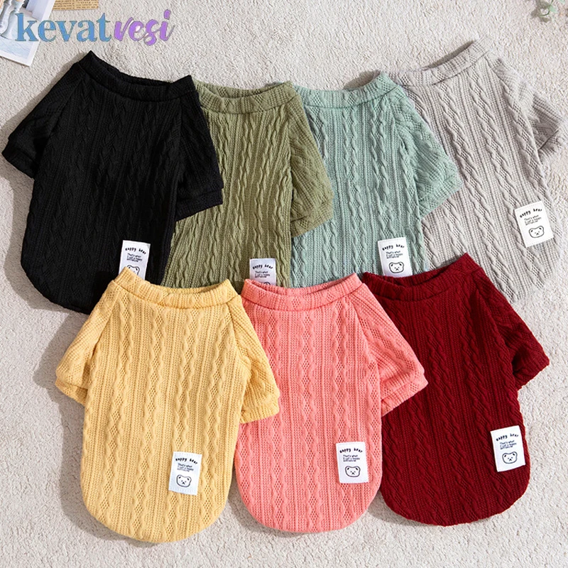 XS-2XL Dog Clothes Autumn Winter Dog Sweater Round Neck Pet Clothes for Small Medium Dogs Warm Soft Puppy Clothes Pet Supplies