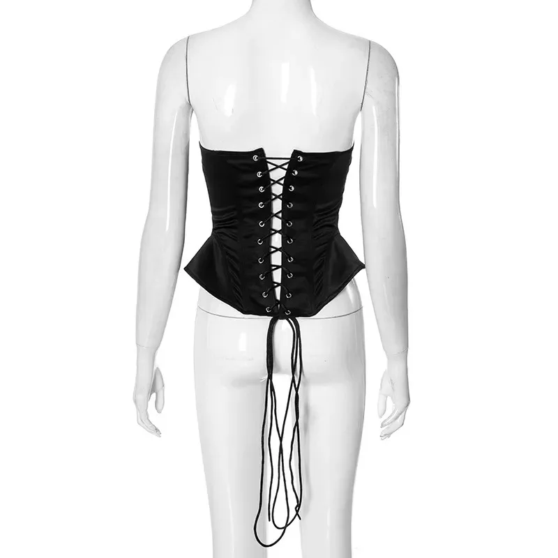 مشد كلاسيكي جديد لعام 2025 ملابس الشارع الشرير الداكن مثير مفرغ غير منتظم كاميس Y2K الجرونج بدون ظهر بأشرطة على الطراز القوطي النحيف #4