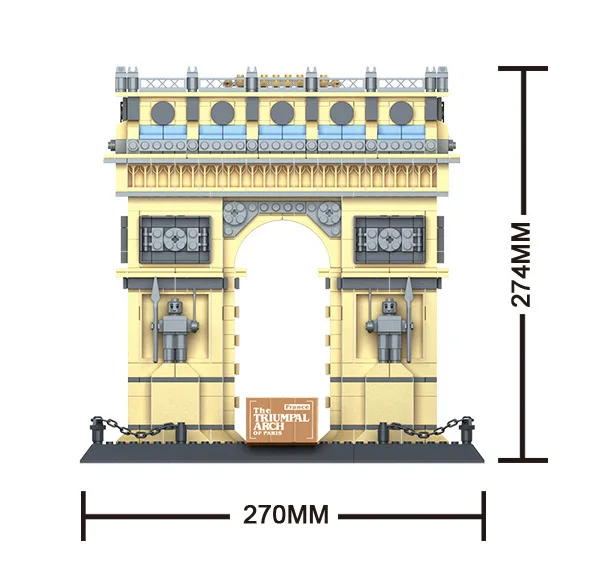 Creative Arc De Triomphe World Famous Architecture Triumphal Arch Paris France Building Block Model Bricks Toys Collection