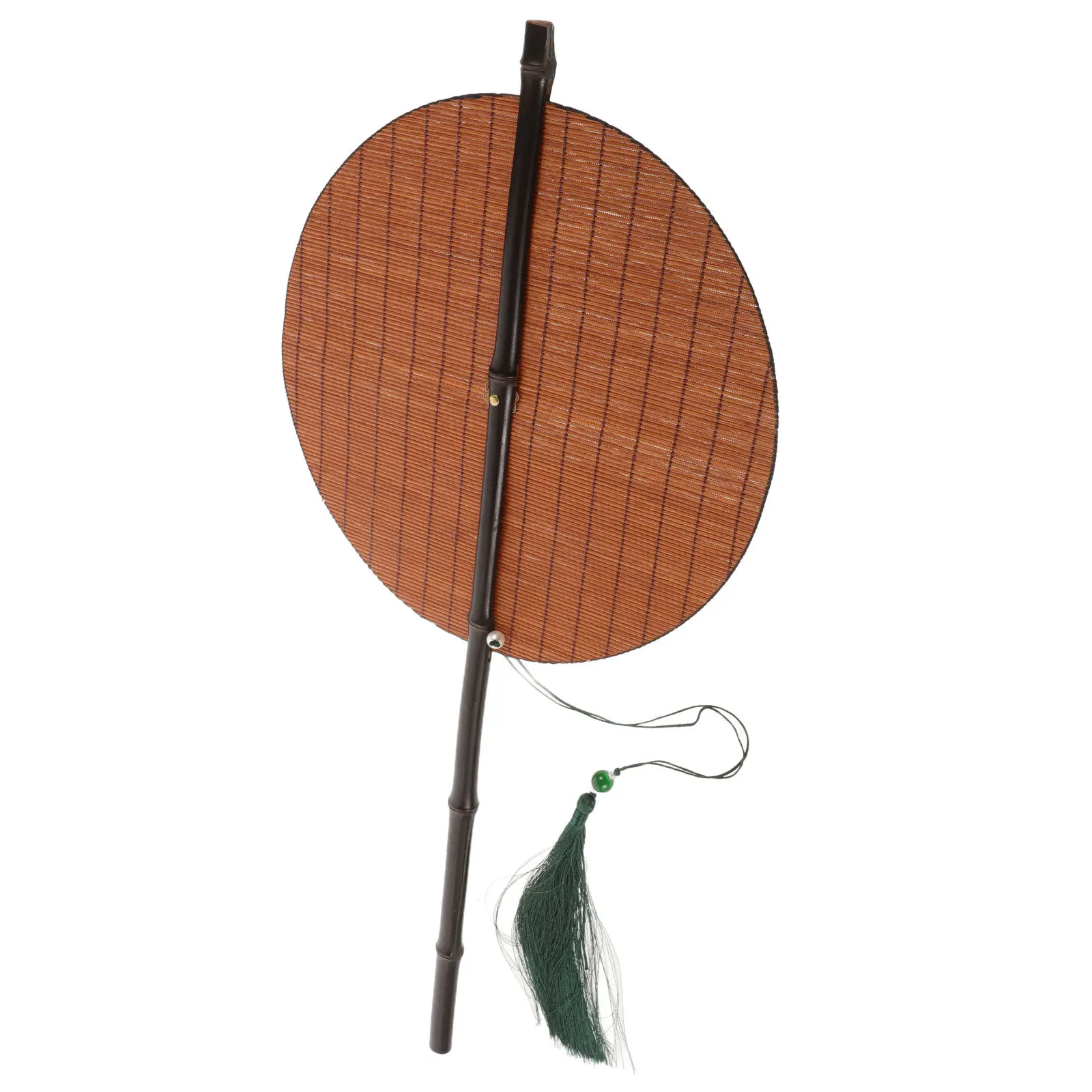 

Round Bamboo Folding Fan Portable Handheld Summer Cool Accessory for Dance Performance Photo Prop Simple Elegant Circular Fan