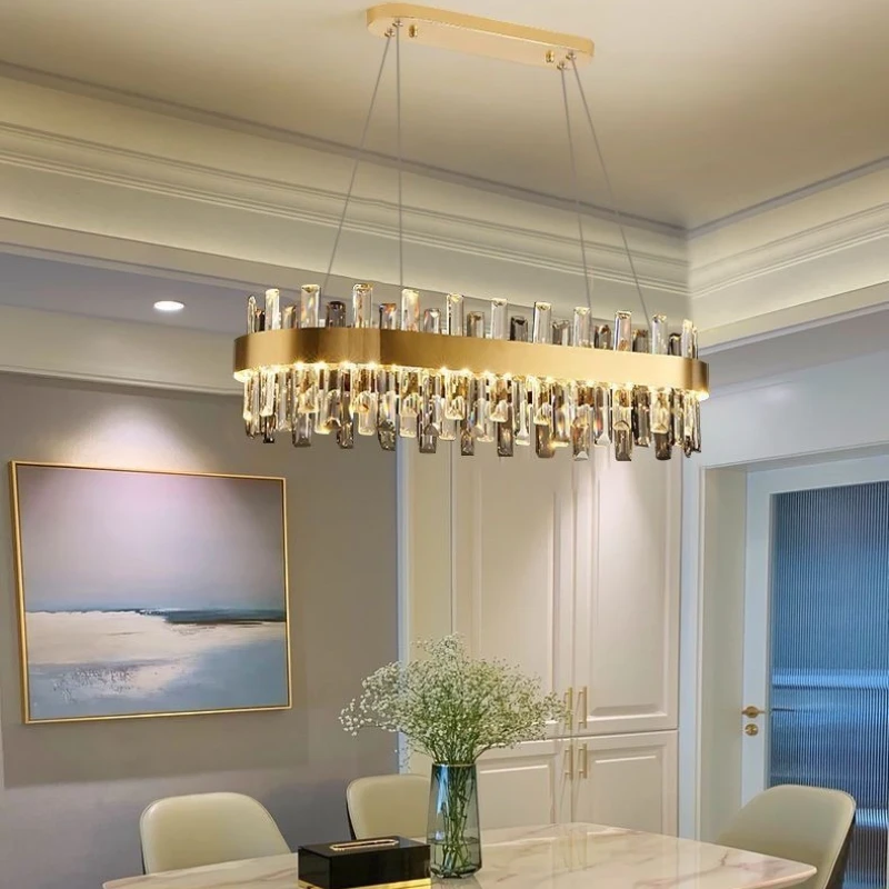 Double Layer Round Ceiling Light Chandelier Luxury Golden Crystal Living Room Bedroom Dining Room Decor Pendant Lights Fixture