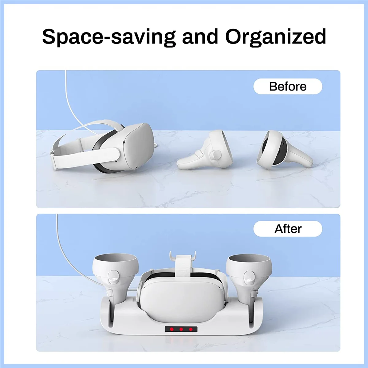 VR Charging Dock for Meta Quest 2, Charge Controllers and Headset Simultaneously, VR Charger Station Accessories