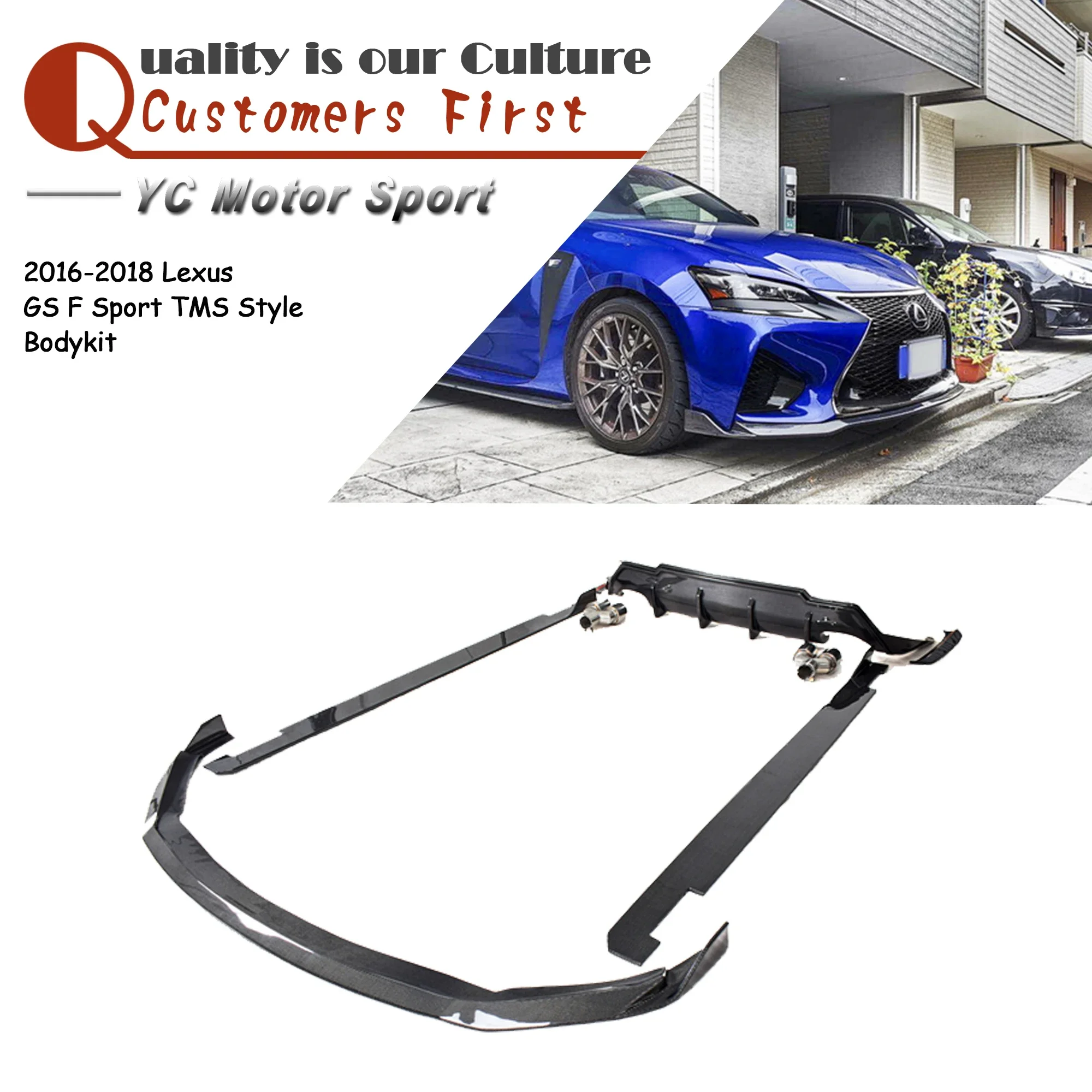 Autozubehör Carbonfaser TM Style Bodykit passend für 2016-2018 Lexus GS F Sport Bodykit Seitenschweller Frontlippe Heckdiffusor
