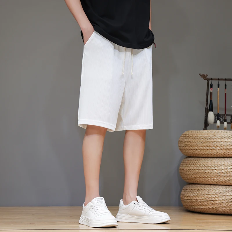 

Shorts man Summer Men's Solid Color Casual Shorts Chinese Style Trendy Mid-Length Elastic Waist Pants