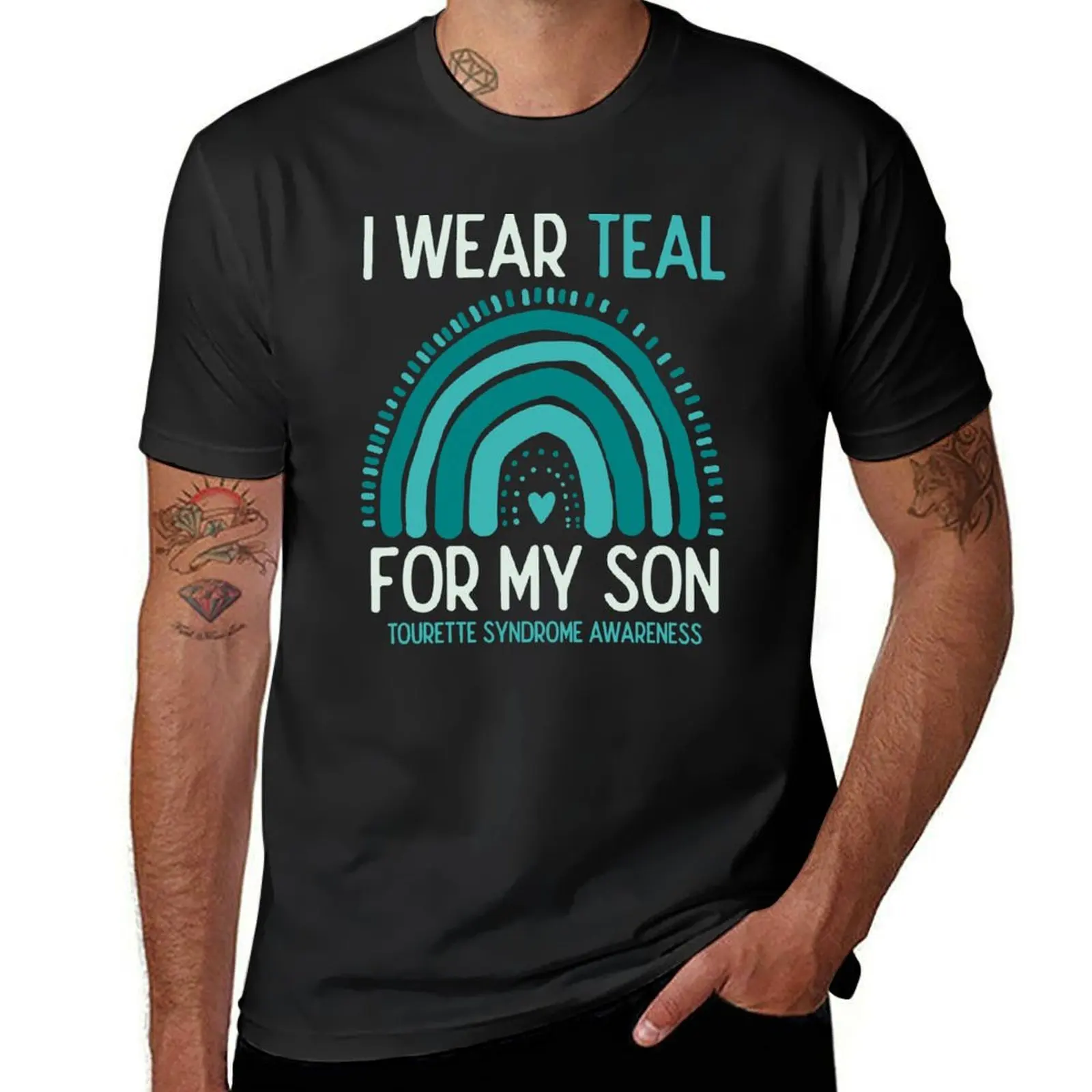 Tourette Syndrome Awareness I Wear Teal For My Son T-Shirt vintage kawaii clothes mens t shirt