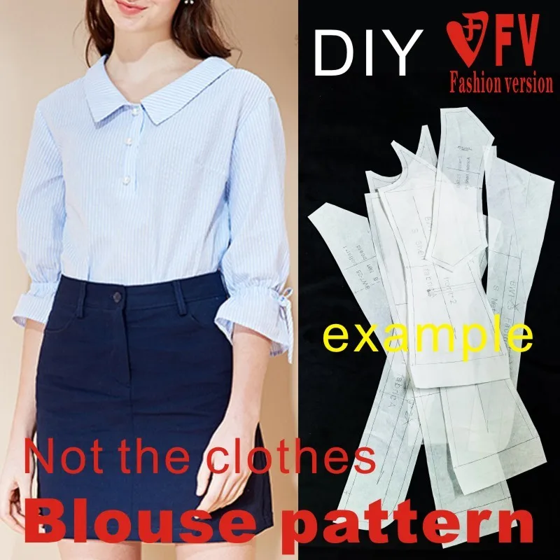 Mid-sleeve shirt pattern women's fashion blouse design drawing 1:1 making clothes cutting drawings BCY-135