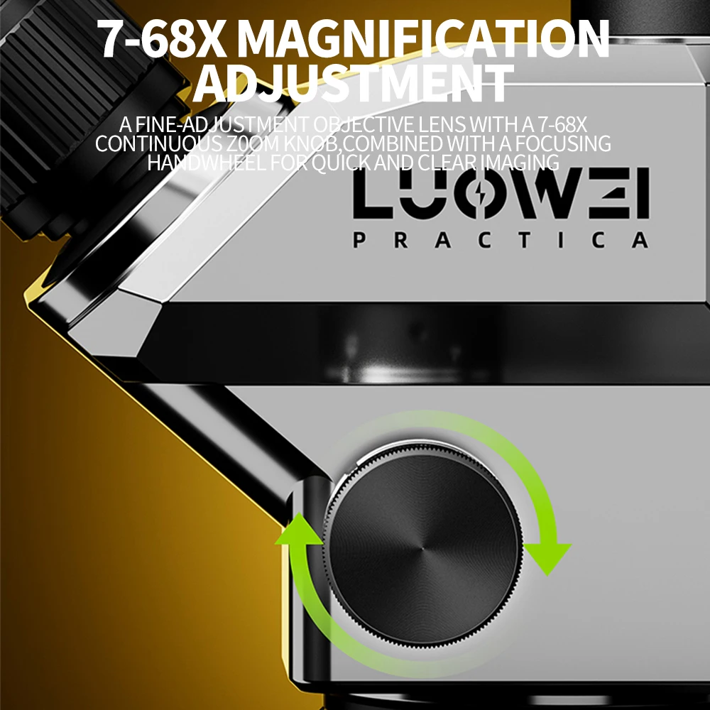 LUOWEI LW-TR03-B3TV Galileo 7-68X Trinocular Microscope for Mobile Phone Tablet Motherboard PCB Soldering Repair Tool