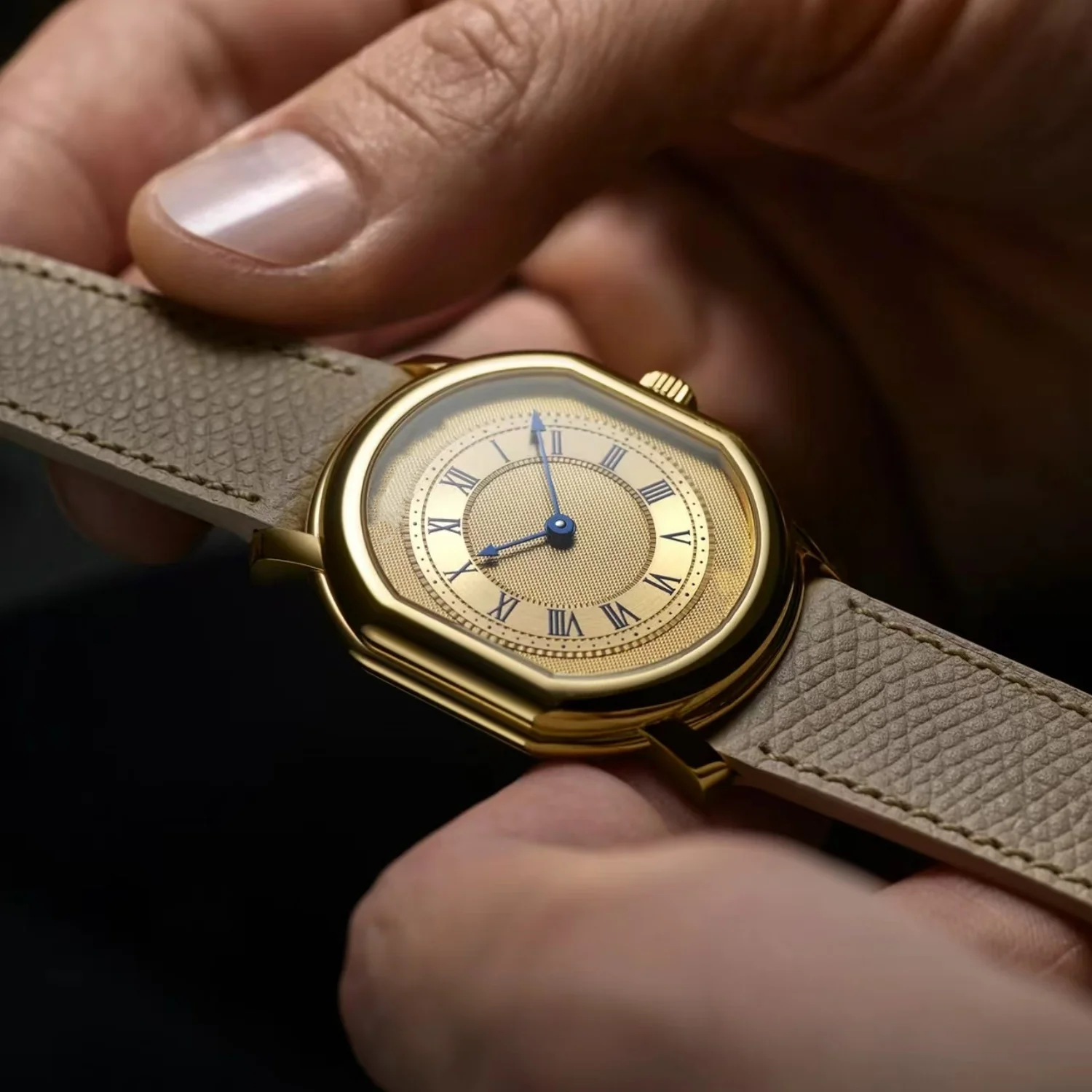 Wine Barrel Shaped Quartz Watch Timing Series with Miyota Movement 27.5mm Diameter 9mm Thickness Steel Case Leather Strap 3ATM