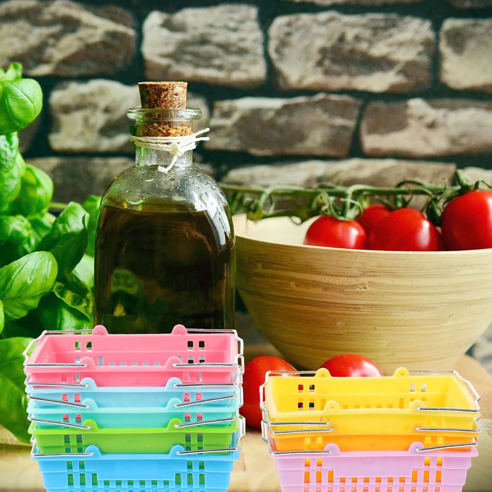 

16 Pcs Mini Storage Basket Desk Organizer Plastic Small Hollow Supply Student Portable Large Capacity Sturdy Safe Reusable