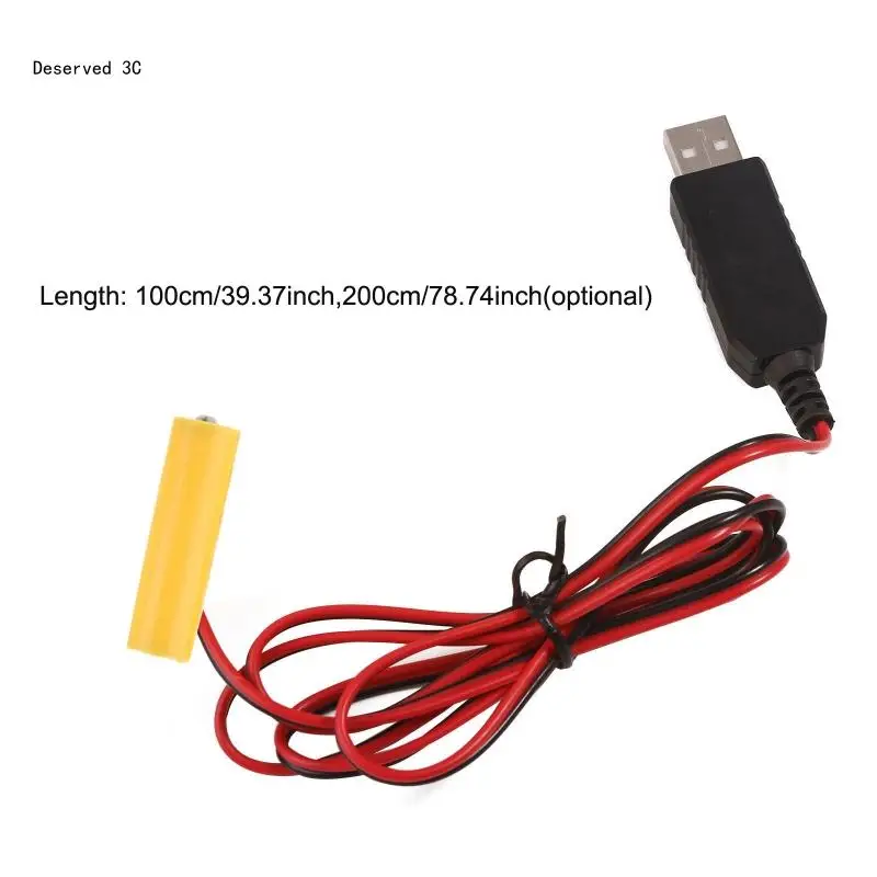 USB 5V 2A to 3V1A Battery Power Cable Battery Eliminators Line Replace 2x 1.5V LR6 AA Batteries for Toy Remote