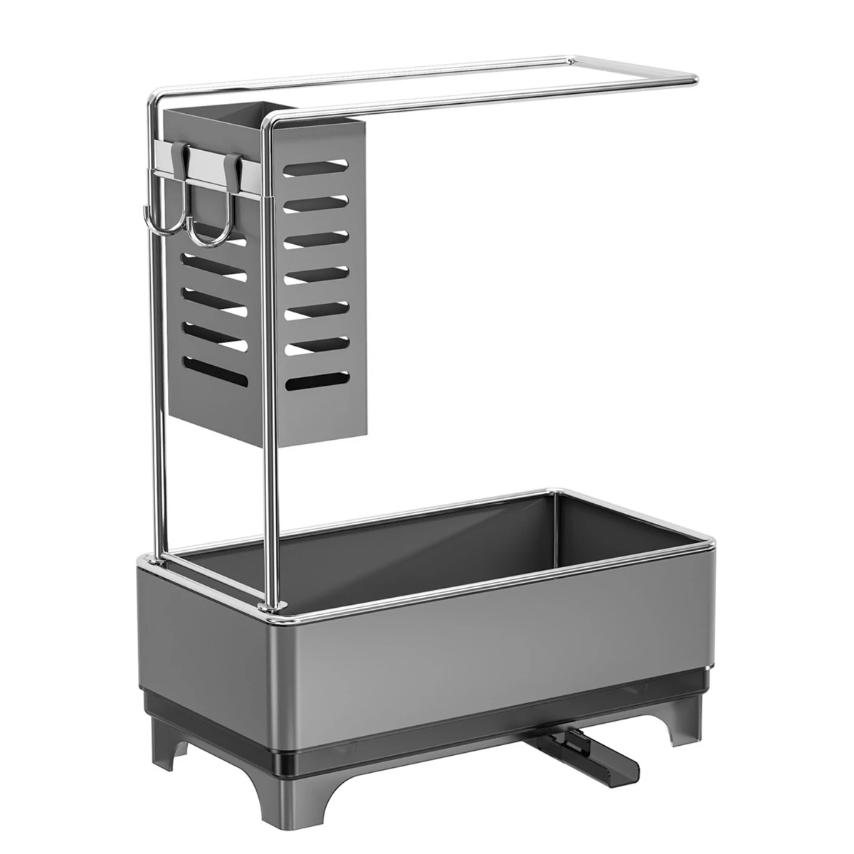 

Multi Use Kitchen Sink Drain Rack with Sponge Holder Soap Dispenser and Towel Bar for Kitchen and Office Spaces