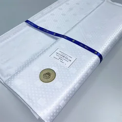 Atiku 소재 남성용 레이스 원단, 아프리카 화이트 색상, 좋은 품질의 광택제 레이스, 드레스용 5 야드, 2024 베스트 셀러