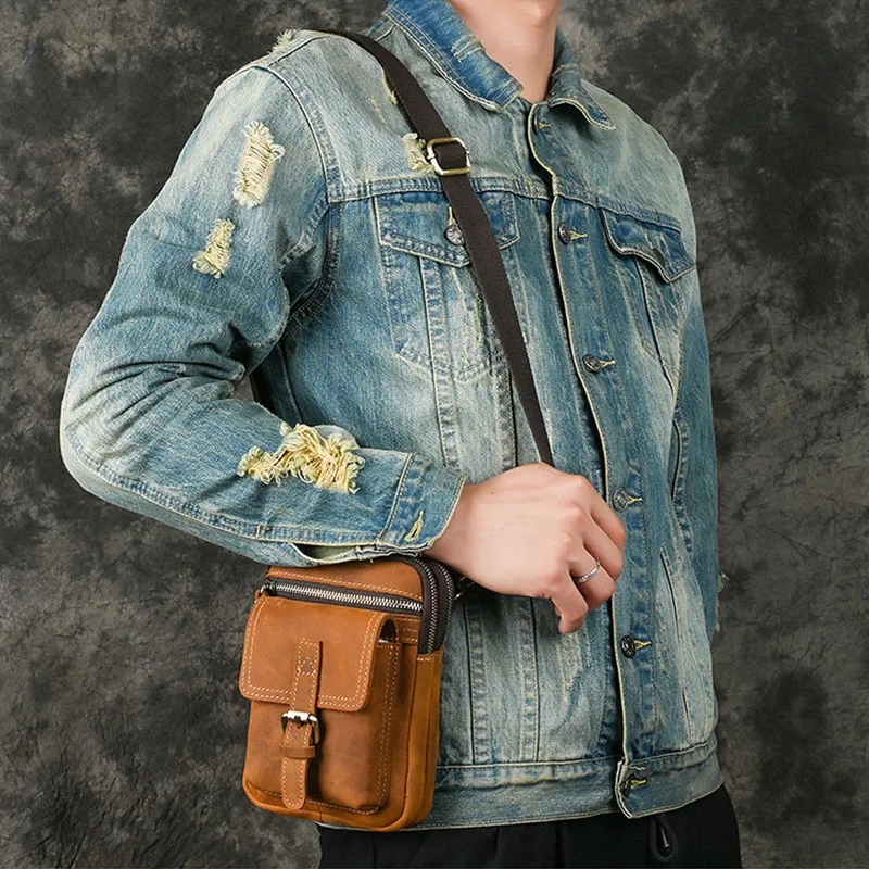 Chic Men Waist Packs Fashion Shoulder Wallets Genuine Cowhide Leather Purse High Quality Waist Pouch Phone Bags
