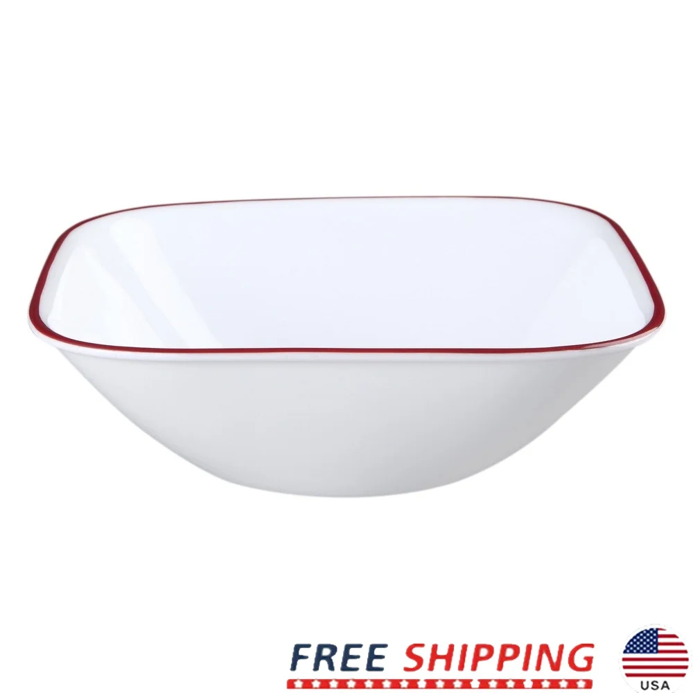 Splendor cuadrado de 22oz, apto para lavavajillas, tazón de cereales para sopa, Ultra higiénico, no poroso, fácil de limpiar, vajilla de vidrio duradera