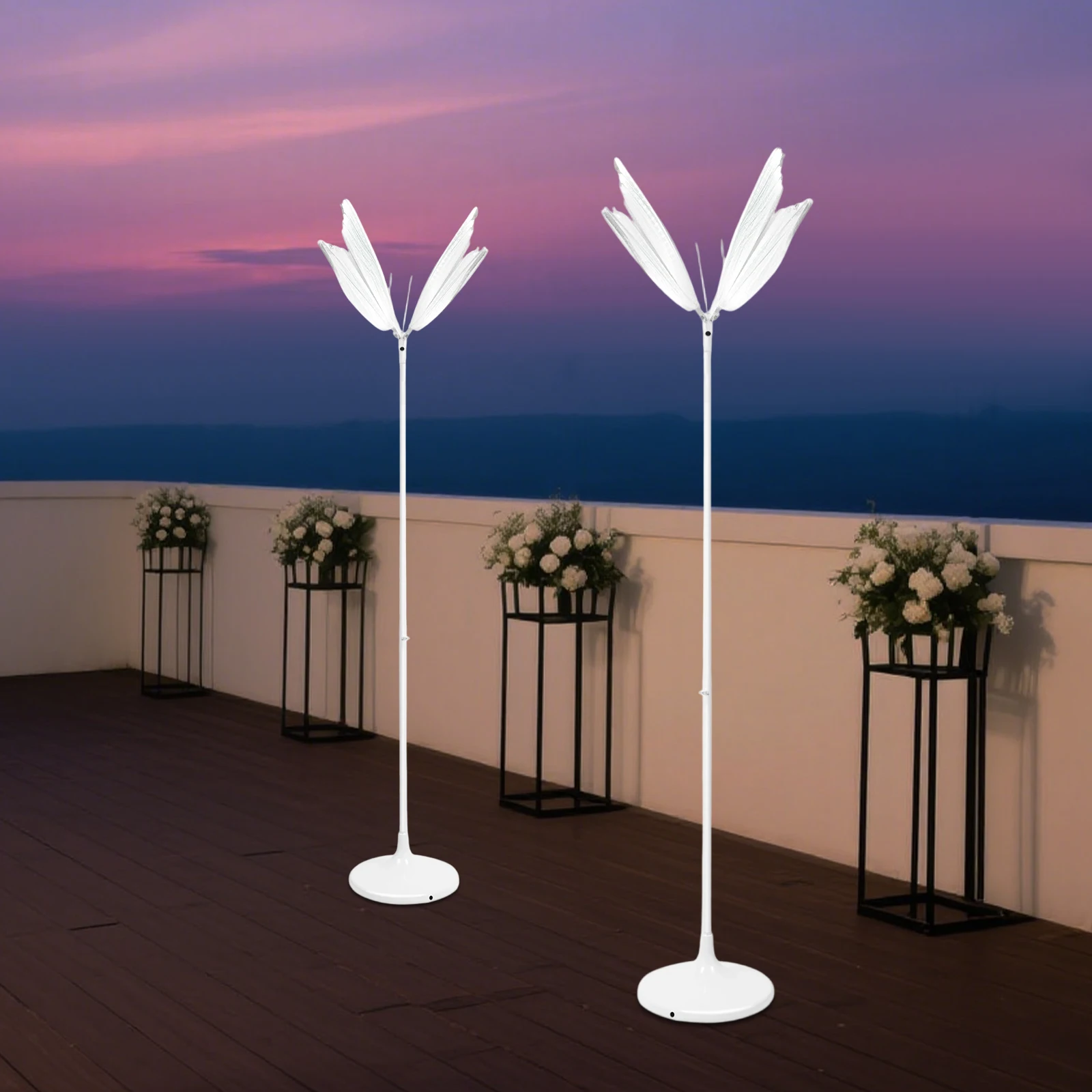 

Комплект из 2 свадебных светильников в виде бабочек, романтические светодиодные декоративные светильники в форме бабочки, регулируемая высота 57,5-70,1 дюйма для свадьбы в помещении