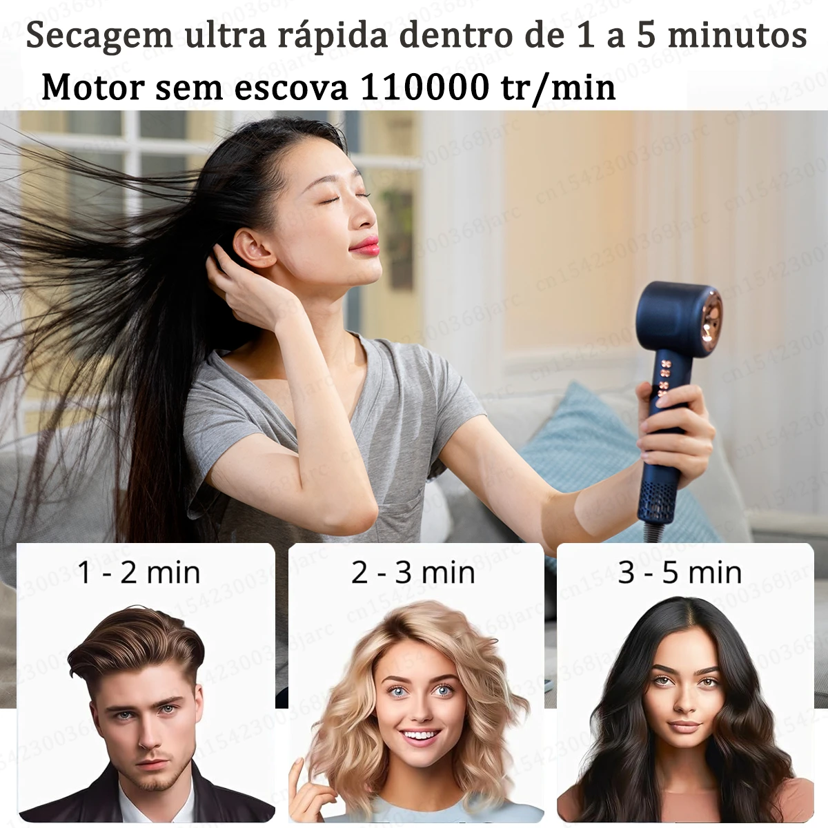 Super secador de cabelo 220v sem folhas de pessoal cuidados — foto 5