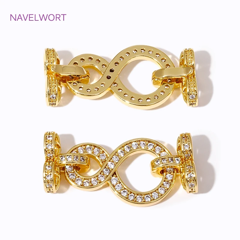 Fashion 18K Gold Plated Brass Inlaid Zircon Pearl Clasps Connector Clasp For Jewelry Making DIY Bracelet Necklace Accessories
