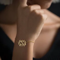 Fashion Custom Monogram Bracelet for Women Gold Color Stainless Steel Initial Letter Bracelet Bohemian Jewelry Gift