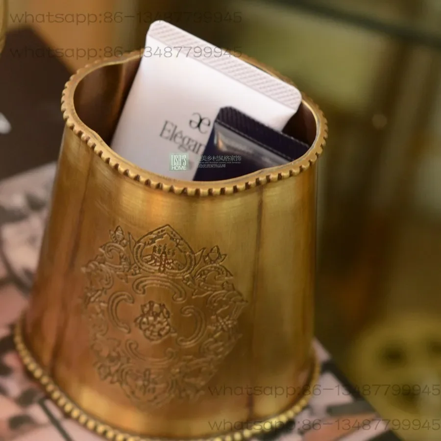 Imported retro brass pen holder makeup brush storage light luxury metal characteristic ornament