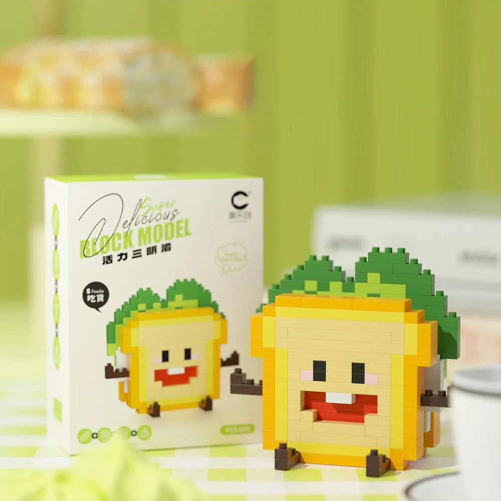 Blocos de construção de micropartículas multicoloridas, de alta qualidade, plástico abs, faça você mesmo, modelo de comida de desenho animado, montagem de brinquedos, ornamentos de mesa