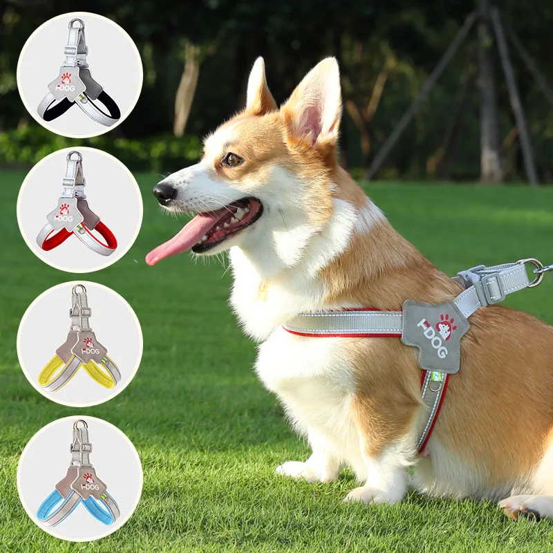 Coleira para animais de estimação em forma de Y, cinta peitoral para cães, colete reflexivo ajustável, tipo à prova de explosão, coleira para caminhada de cães pequenos e médios