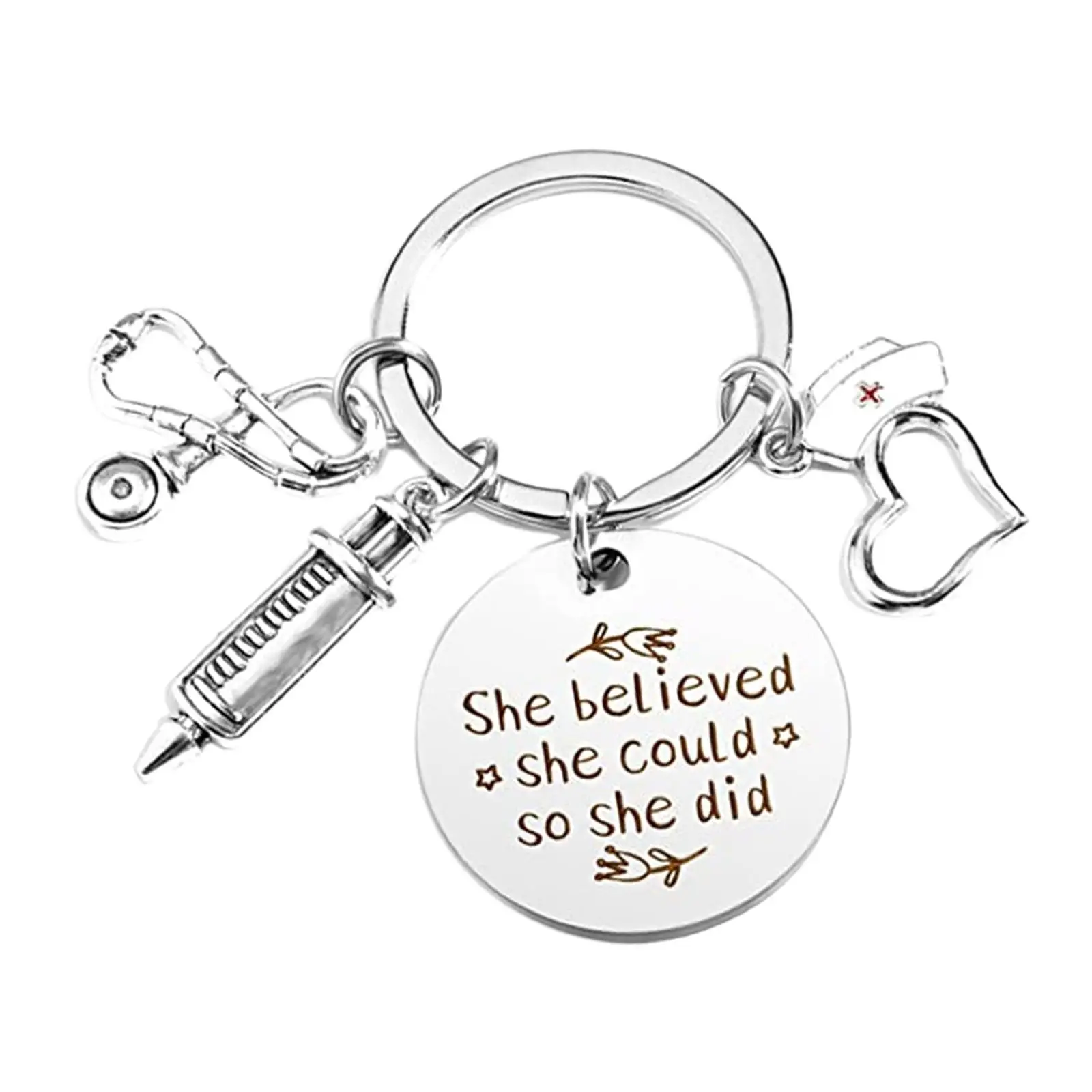 Nurse Keychain Gifts Purse Decoration Christmas Stainless Steel Funny Thank You Keychain Birthday Nurse Gifts for Women Pendant