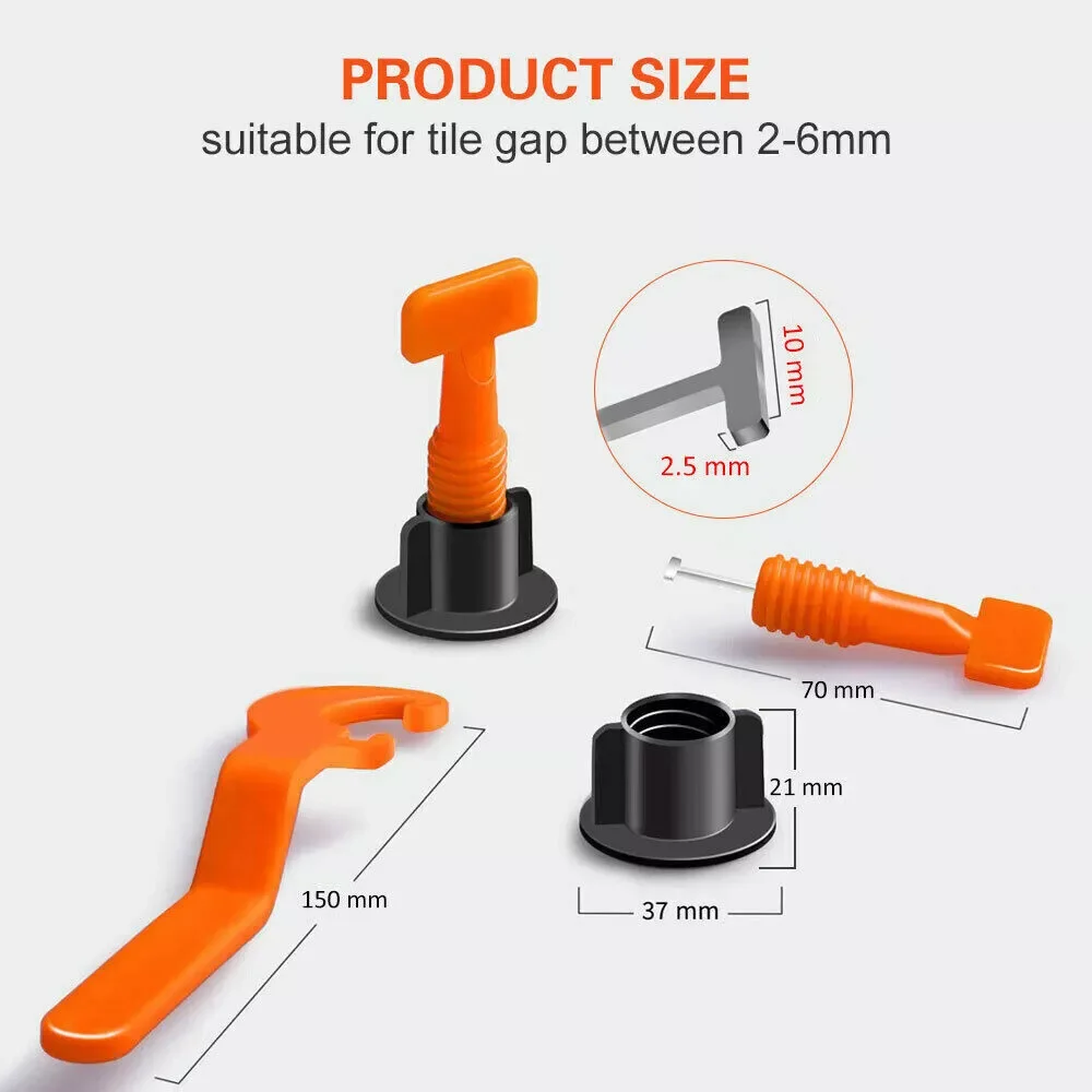 [EU STOCK] 200pc Tile Leveler Floor Tile Leveling System Clips Spacers Porcelain Ceramic Leveler Kit For Tile Laying Wall Fixing