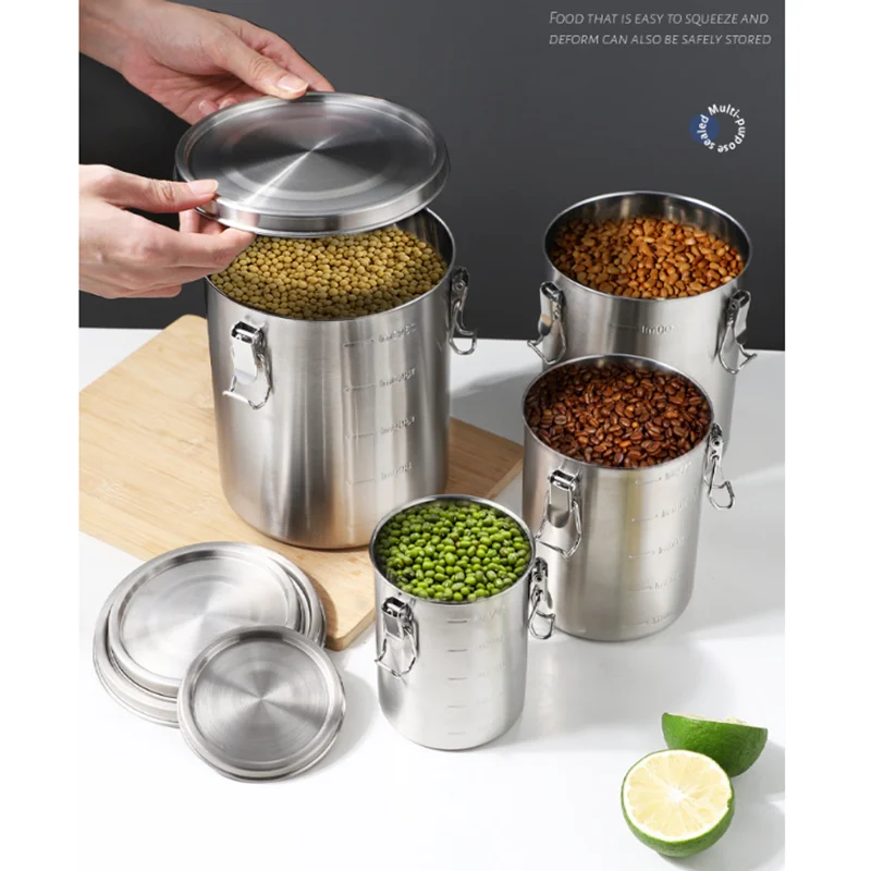 Vasilhas de café herméticas de aço inoxidável com tampas, recipientes de armazenamento de alimentos de cozinha, tanque de açúcar de chá, frascos selados, latas de vedação