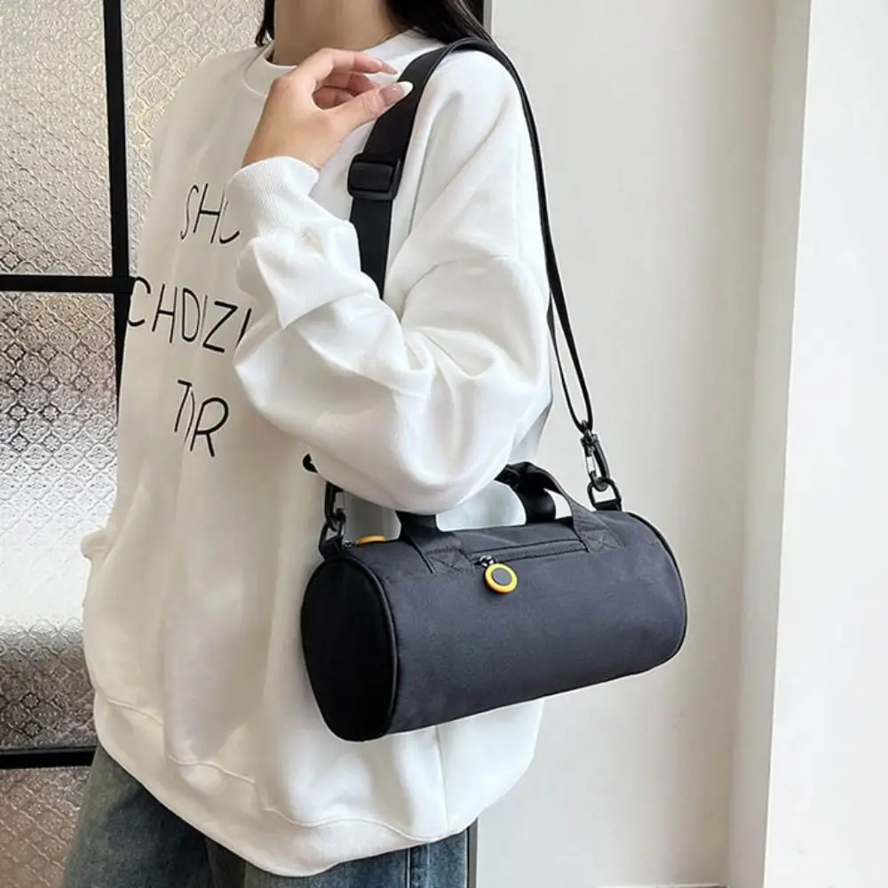 One Shoulder Cylinder Gym Bag Solid Color Nylon Women Crossbody Bag Large Capacity Waterproof Fitness Yoga Storage Bag