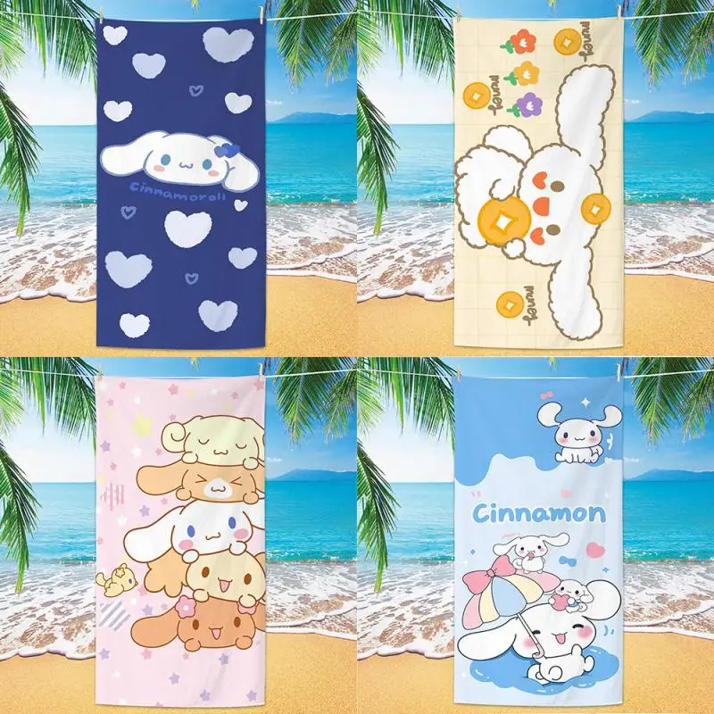 

Sanrio Popular Cartoon cute bath towel digital printed microfiber Cinnamoroll beach towel absorbent towel Hot Sell Anime