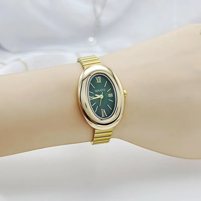 Hot Sale Women Watch Pigeon Egg Dial Gold Watch Adjustable Stainless Steel Strap Ladies Girl Gift Wristwatch Green Clock Relojes