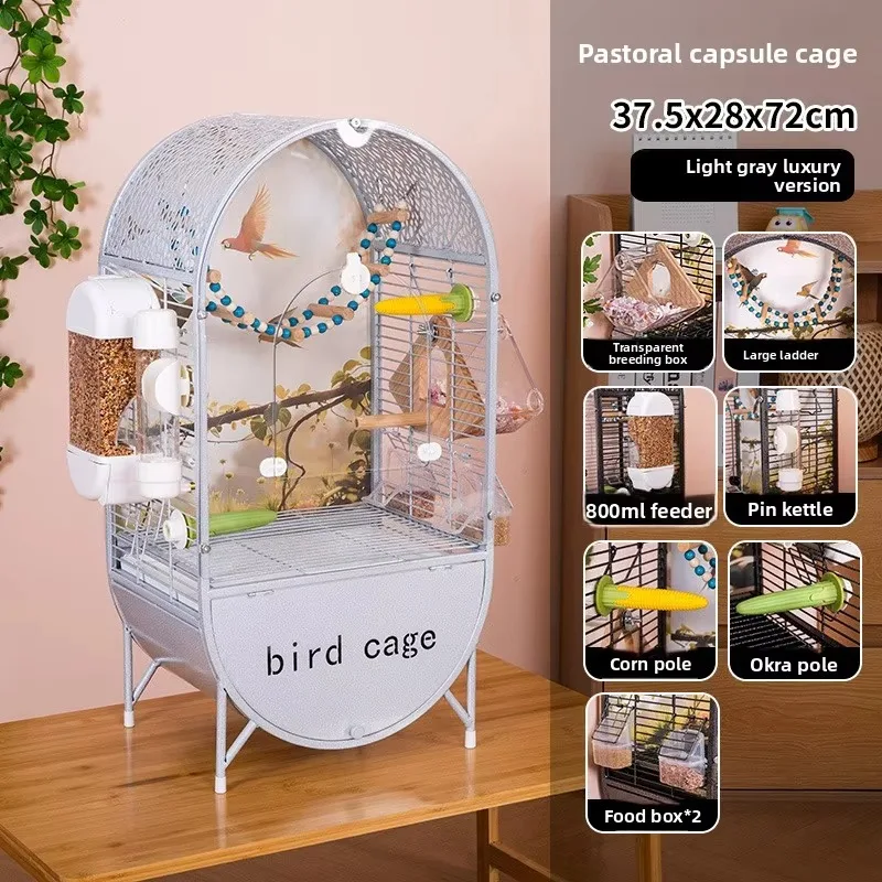 Extra Large Acrylic Bird Cage Unbreakable 5mm Thick Panels Anti-Spill Feeder Design for Parrots up to 35cm