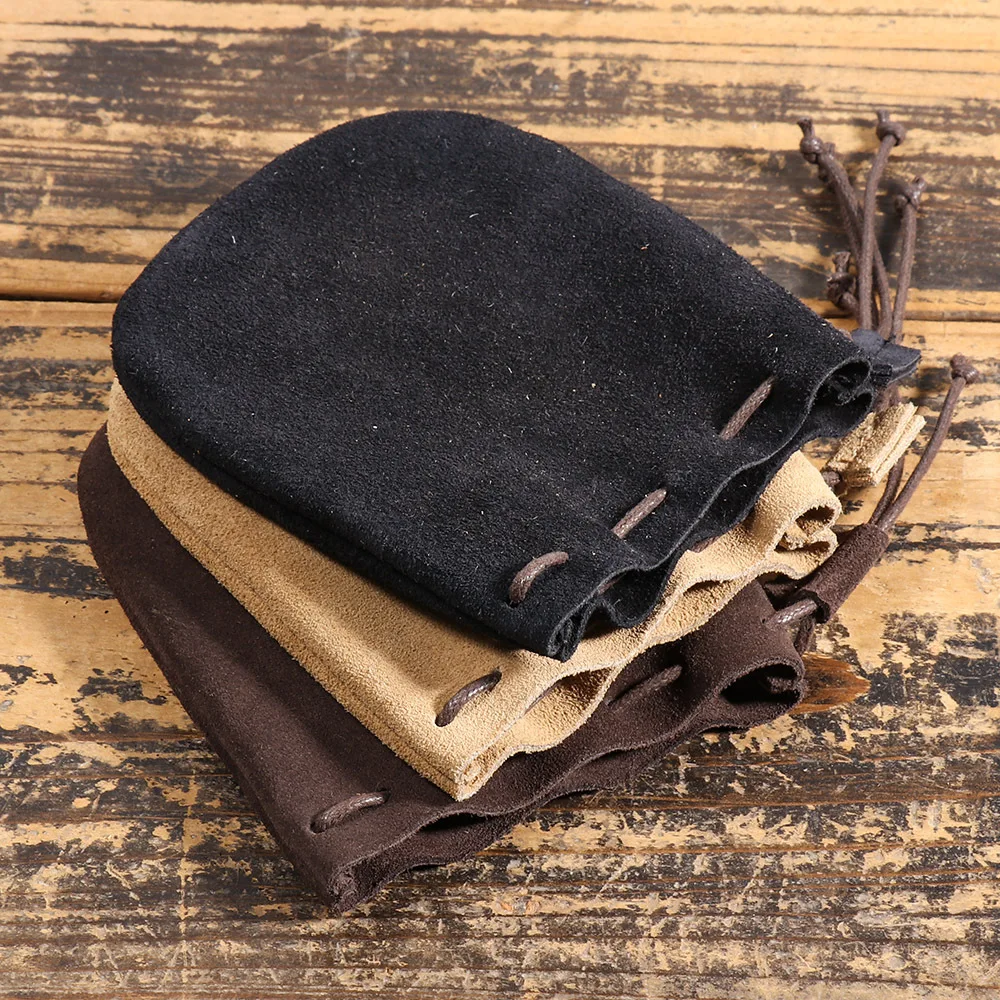 LUOKIR Herren-Geldbörse aus echtem Leder, schlicht, Vintage, kleine Kartentasche, Damen-Geldbörse aus Rindsleder, Schlüssel, Geld, Kordelzug, Aufbewahrungstaschen – Detail 5