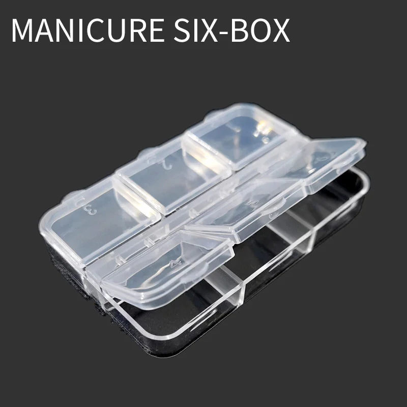 6pcs/set 6/12 Grids Nail Art Decorations Storage Case Empty Container Gems Glitter Beads Rhinestones Box