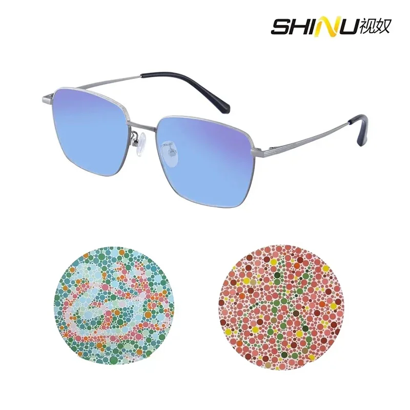 SHINU Color Blindness Corrective Spectacles Glasses for Daltonism Titanium frame Red Green Correction Colorblindness custom