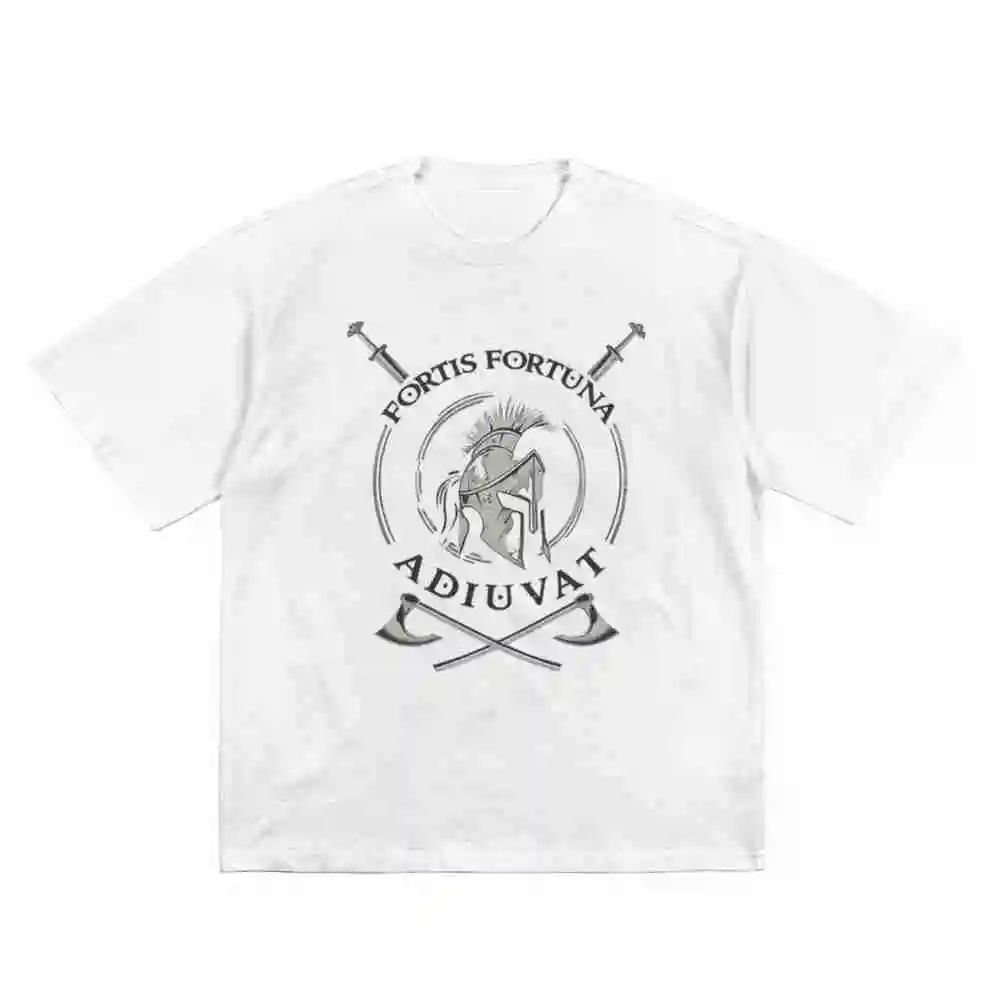 Fortis Fortuna Adiuvat Fortune Favors Bold Short Sleeve Tee 100% Cotton T-Shirt