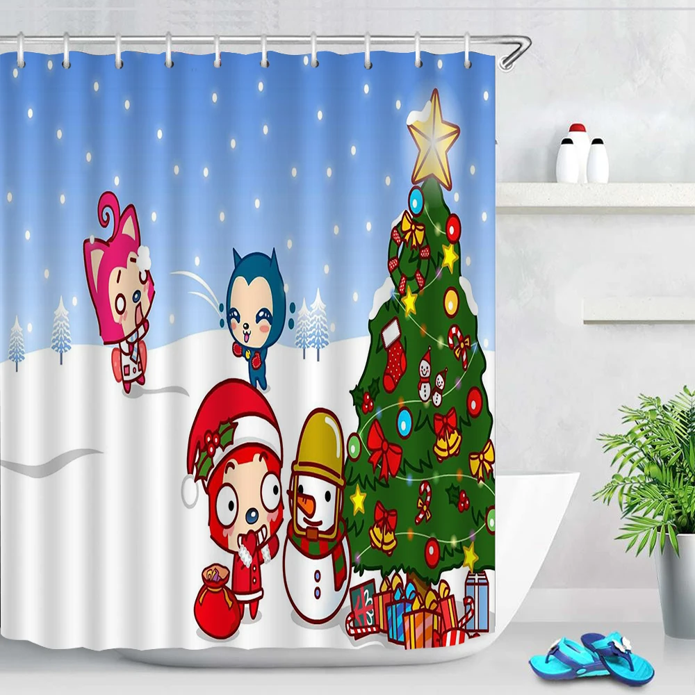 Creative Cartoon Animation Animal Print Shower Curtain Children's Bathroom Shower Curtain Kitchen Waterproof Curtain Banheiro