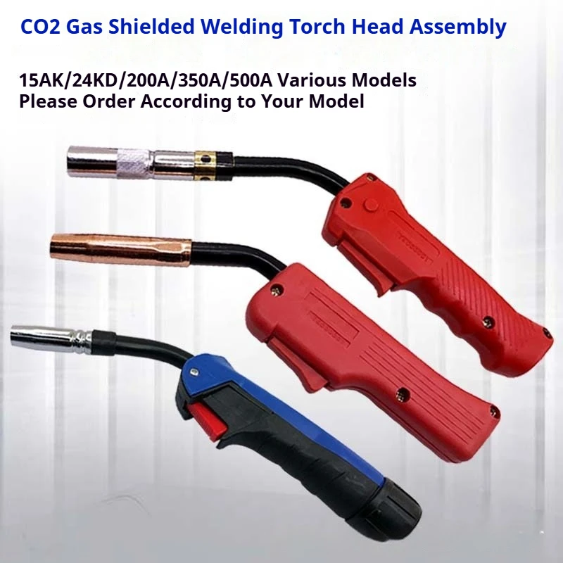 CO2 MIG Welder Torch Complete Head Assembly Rubber Grip Handle, Euro Connector 15AK/24KD/36KD/501D 200A 350A 500A Welding Gun