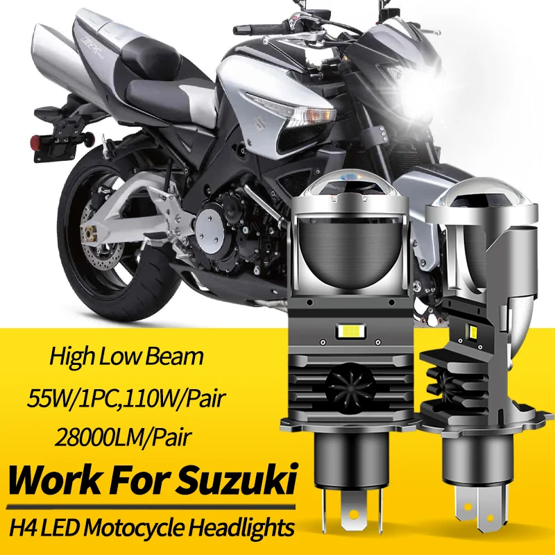 2PCS Motocycle LED Headlight Bulbs H4 9003 HB2 High Low Beams Canbus For Suzuki Boulivard M109R 2006-2019 TU250X 2011-2015 White